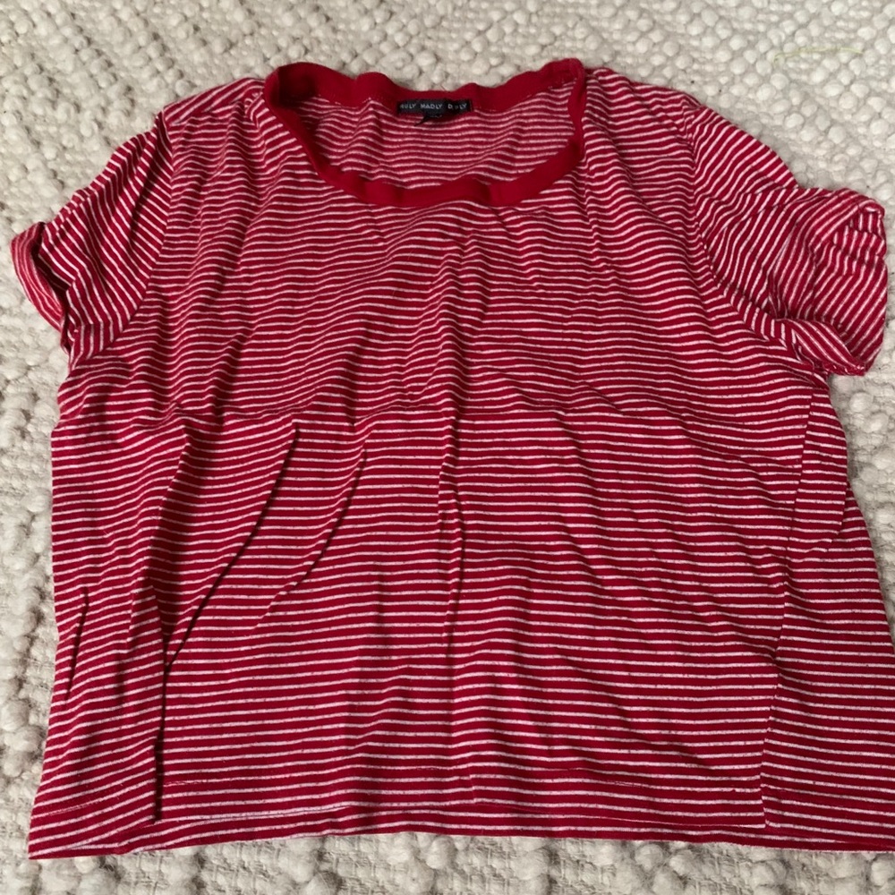 Truly madly deeply red stripe crop top